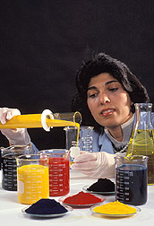 Chemist prepares soybean oil inks: Click here for full photo caption.