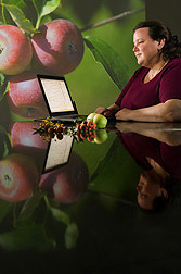 Computational biologist studies wild apples in the ARS collection to identify new disease-resistance genes: Click here for full photo caption.