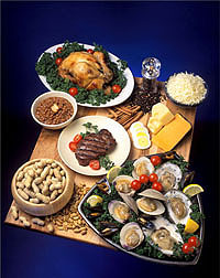Foods rich in zinc include chicken, eggs, cheese, oysters, beef, and peanuts: Click here for full photo caption.