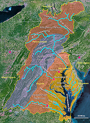 Chesapeake Bay Watershed map created from a satellite image: Click here for photo caption.