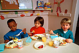 Children eating nutritious foods.