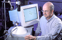 Entomologist uses the servosphere in conjunction with the computer program SphereTrack: Click here for full photo caption.