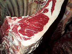 Meat from cattle with a lower lean-to-fat ratio: Click here for full photo caption.