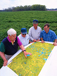 An aerial map of Mississippi Delta counties involved in the MSEA project is reviewed. Click here for full photo caption.