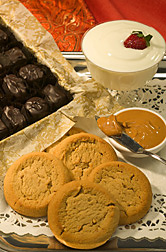 Cookies, dark chocolate, peanut spread, and low-fat yogurt: Click here for full photo caption.