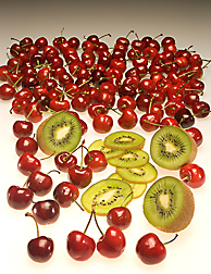 Kiwifruit and Bing cherries: Click here for full photo caption.
