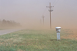 An ambient PM10 sampler in a West Texas dust storm: Click here for full photo caption.
