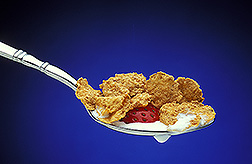 A spoonful of cereal, milk, and fruit: Click here for full photo caption.