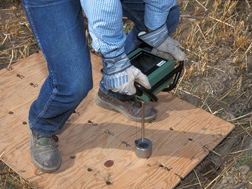 Subsurface compaction can be tested by measuring soil penetration resistance with a penetrologger: Click here for full photo caption.