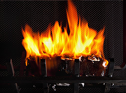 Developed by ARS, this burning bio-based log is made of grass clippings and contains no petroleum-derived chemicals: Click here for photo caption.