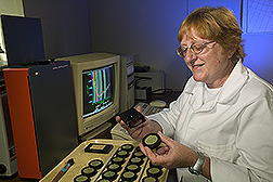 Technician uses near-infrared spectroscopy: Click here for full photo caption.