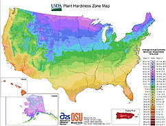 Nuevo mapa del USDA mostrando las zonas de rusticidad de las plantas. Enlace a la información en inglés sobre la foto