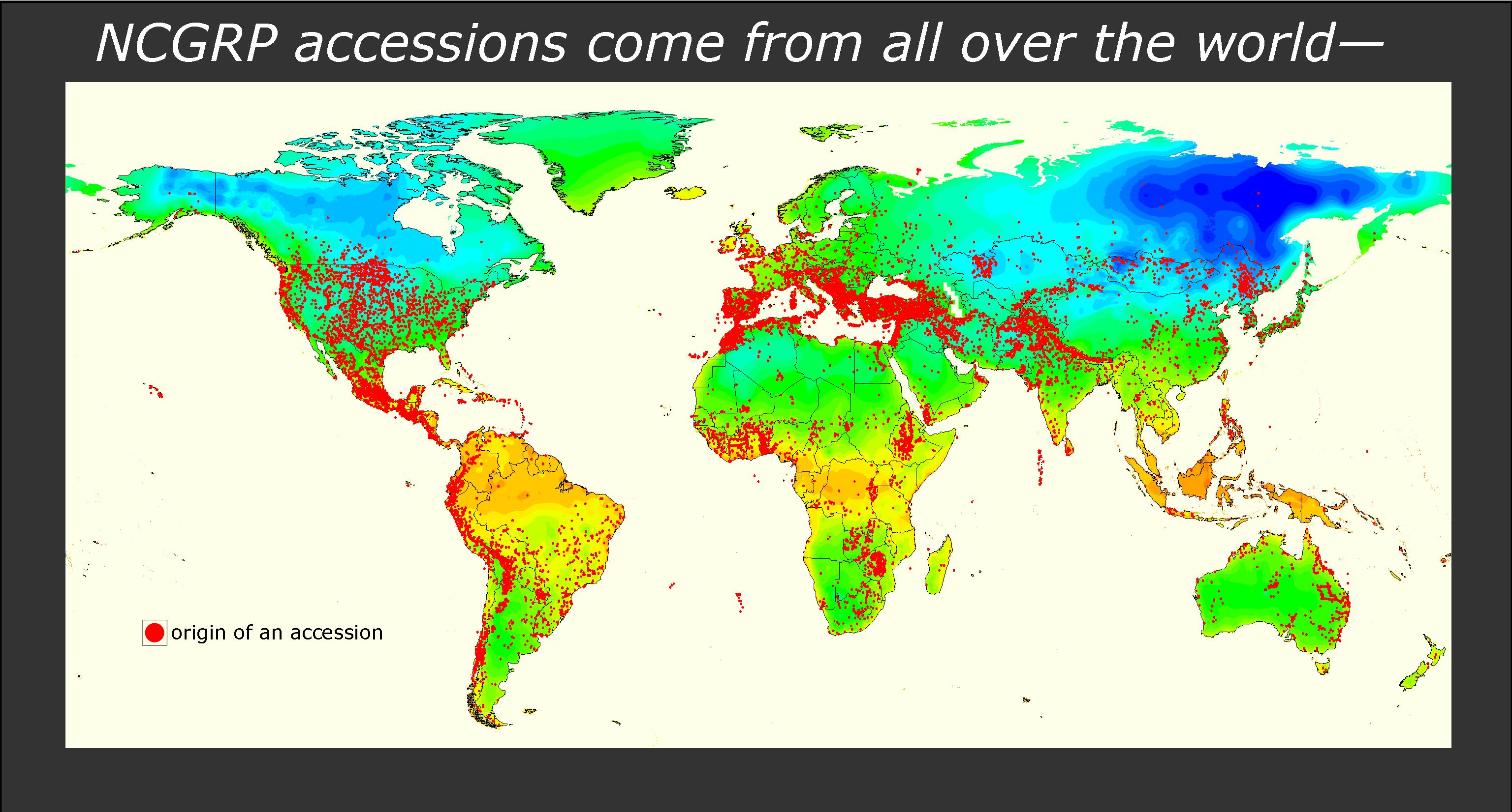 Map Of The World Virtual World map indicating where our accessions come from.