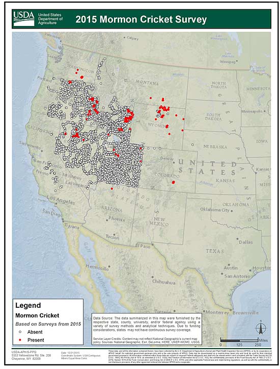 Outbreak Info: 2015 Mormon Cricket Survey Map : USDA ARS
