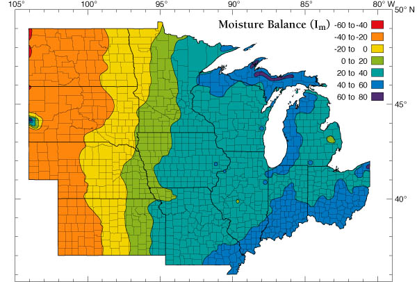 North East US Moisture Balance map