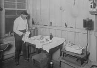 Early laboratory scene at the Hog Cholera Research Station 