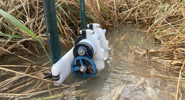 A piece of equipment records data in a stream