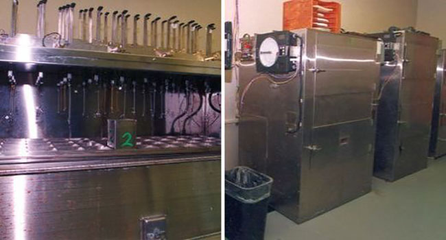 images of steep tank (left) and germinator (right) used to change barley into malt