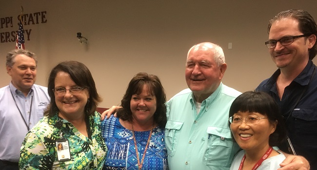 On June 9, 2017, Sonny Perdue, Secretary of USDA visited Stoneville, MS.  He gave a wonderful talk, answered many questions, and graciously posed for pictures and met with GBRU employees.