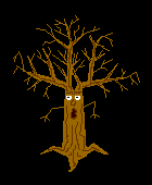 Animated cartoon of unhappy tree