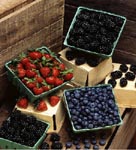 Photo: Strawberries, blackberries, and blueberries in pint boxes