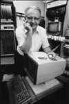Photo: Researcher with near-infrared spectrophotometer, one of the first computerized lab instruments, 1980s