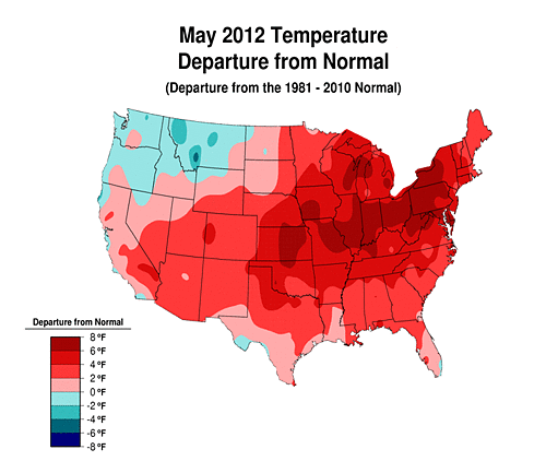 March Temperature Departure from Normal Years 