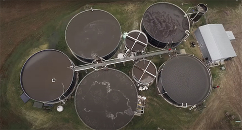 Aerial view of a manure wastewater treatment system.