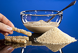Photo: Instant Corn Soy Blend as extruded, milled into a powder and reconstituted into porridge. Link to photo information