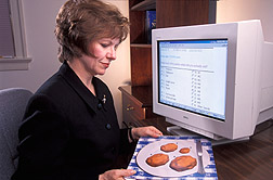 Nutritionist uses new computerized interview process for food surveys.