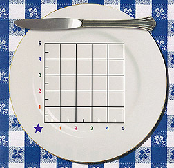Measurement grid superimposed over food plate: Link to photo information