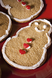 Photo: Whole-grain wheat flour cookies shaped like snowmen. Link to photo information