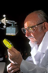 Chemist Jay Fox, Jr., checks for riboflavin reaction products. 