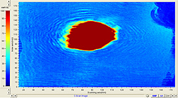 An ultrasound image of a steer hide revealing a defect. Link to photo information