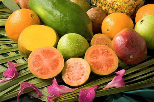 Mamey sapote, mango, orange, papaya, pineapple, and sapodilla