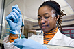 Graduate student prepares a plasma sample for determination of fatty acid profiles.