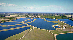 Aerial view of commerical catfish farm