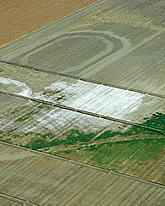 Aerial view of central California fields suffering from severe salinization. Link to photo information
