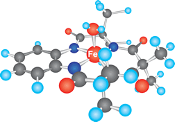 Graphic representation of the Fe-TAML molecule.