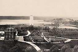Photo: The original USDA administration building and the unfinished Washington Monument (ca 1868). Link to photo information
