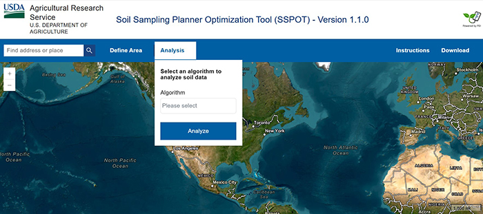 Screenshot of the Soil Sample Planning Organizer Tool’s web-based application.