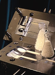 photo of starch granules and cutlery mold